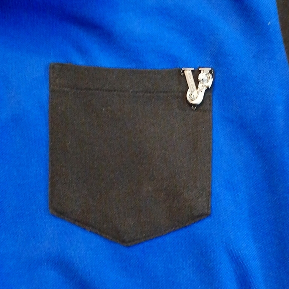 Versace Jeans Blue and Black Polo Shirt Women's Short Sleeve Shirt Size Medium - Picture 8 of 10